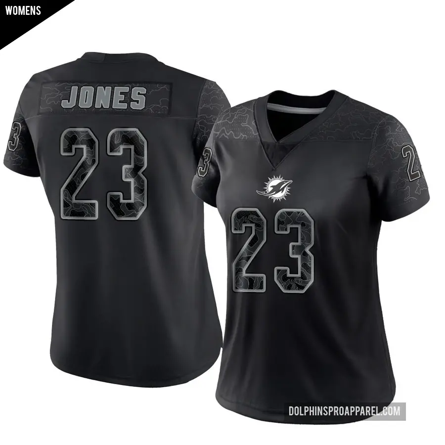 Women's Miami Dolphins ＃23 Jack Jones Black Limited Reflective Jersey