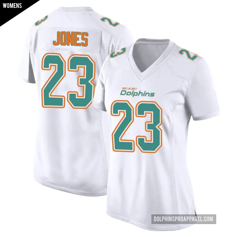Women's Miami Dolphins ＃23 Jack Jones White Game Fashion Jersey