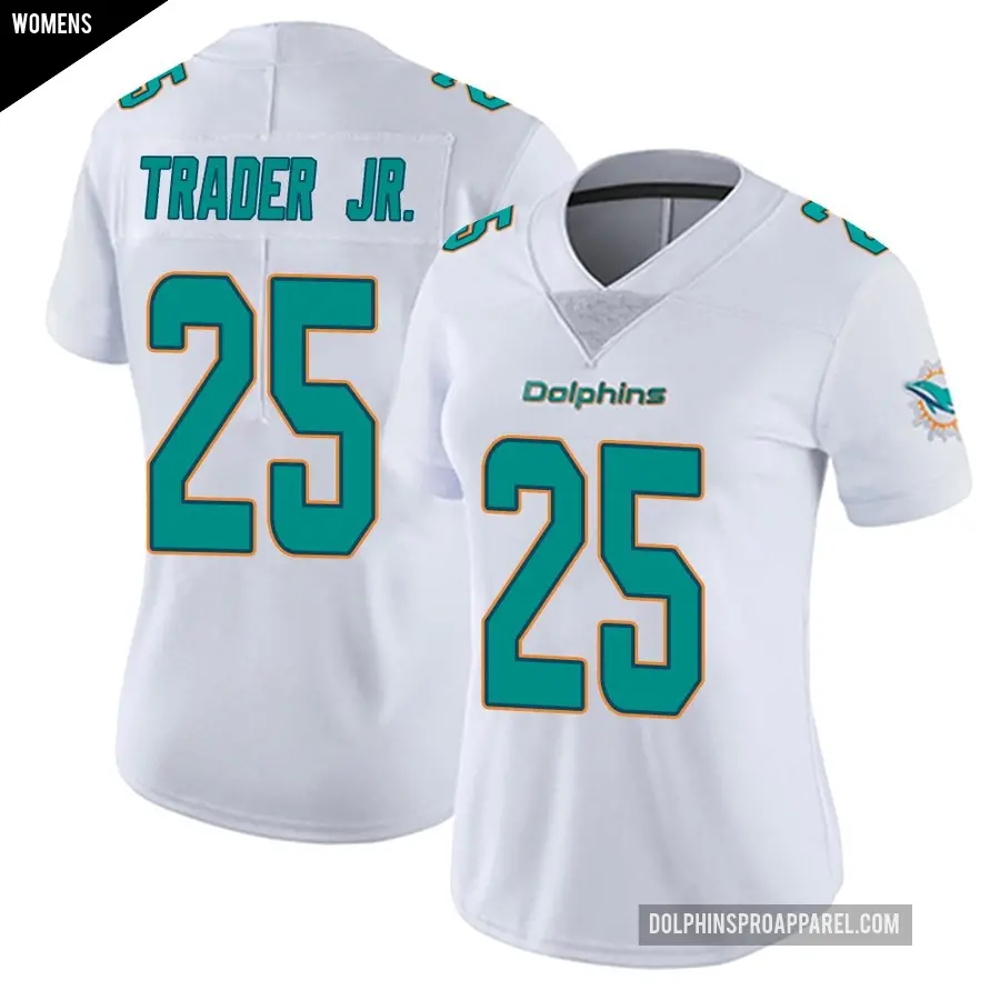 Women's Miami Dolphins ＃25 Dante Trader Jr. White limited Vapor Untouchable Jersey
