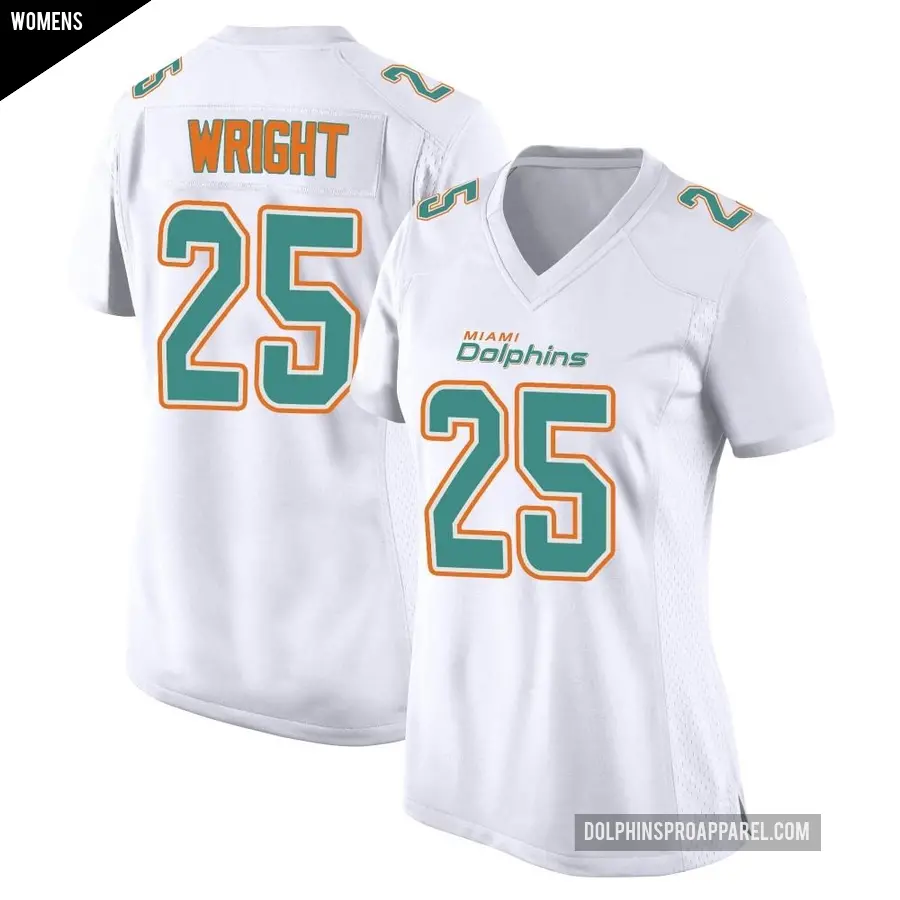 Women's Miami Dolphins ＃25 Jaylen Wright White Game Fashion Jersey