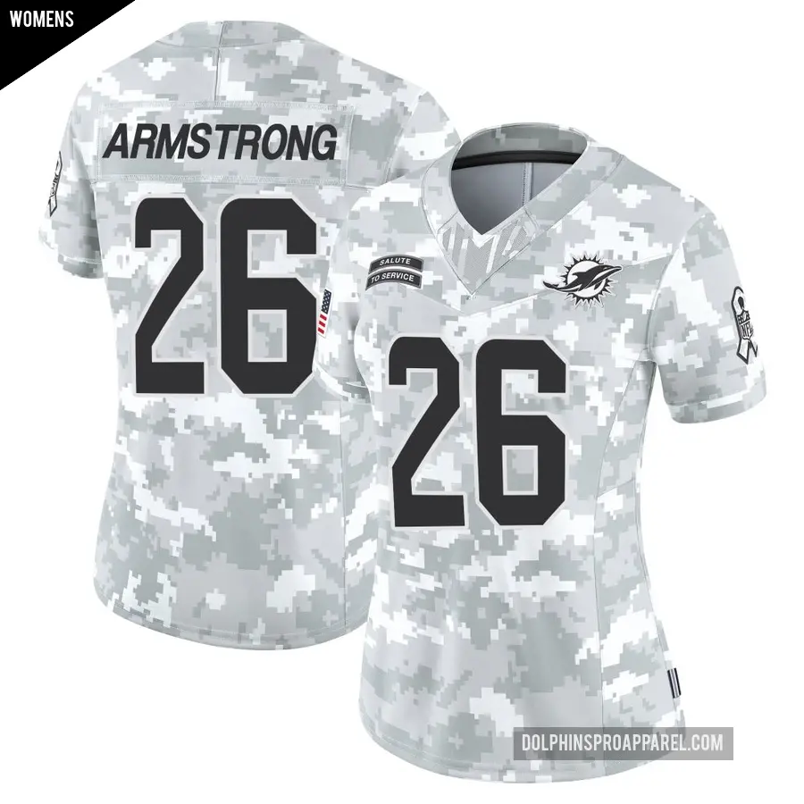 Women's Miami Dolphins ＃26 Cornell Armstrong Arctic Camo Limited 2024 Salute to Service Jersey