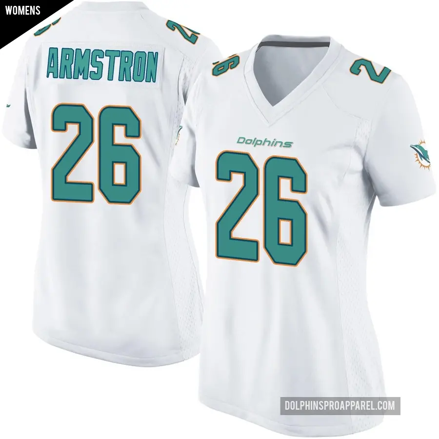 Women's Miami Dolphins ＃26 Cornell Armstrong White Game Jersey