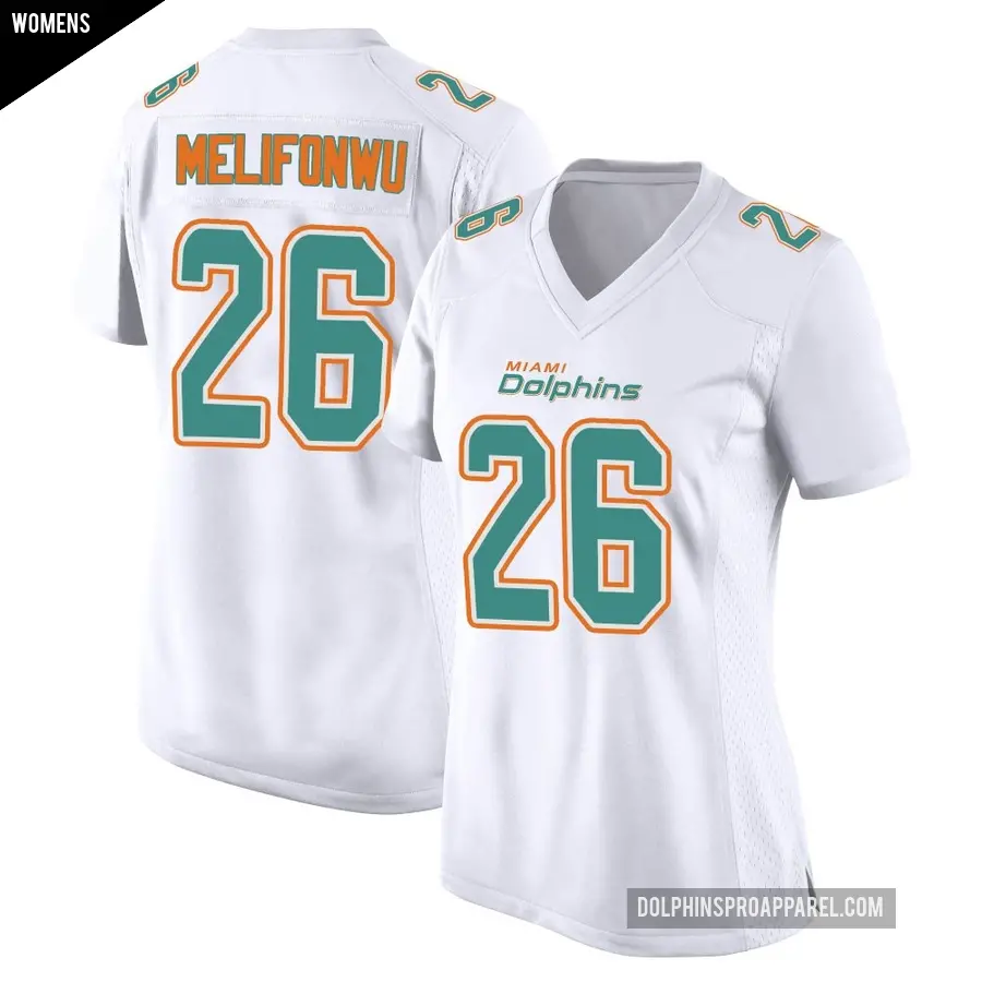 Women's Miami Dolphins ＃26 Ifeatu Melifonwu White Game Fashion Jersey
