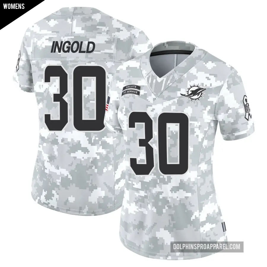Women's Miami Dolphins ＃30 Alec Ingold Arctic Camo Limited 2024 Salute to Service Jersey