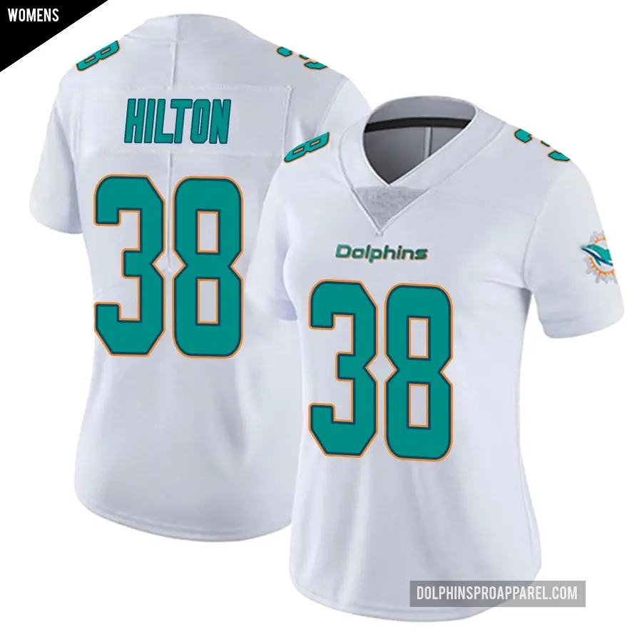 Women's Miami Dolphins ＃38 Mike Hilton White limited Vapor Untouchable Jersey
