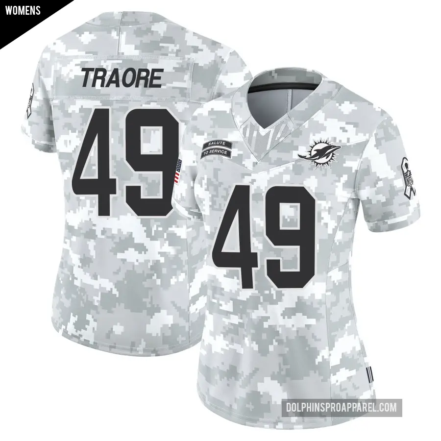 Women's Miami Dolphins ＃49 Seydou Traore Arctic Camo Limited 2024 Salute to Service Jersey