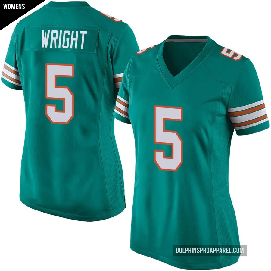 Women's Miami Dolphins ＃5 Jaylen Wright Aqua Game Alternate Jersey