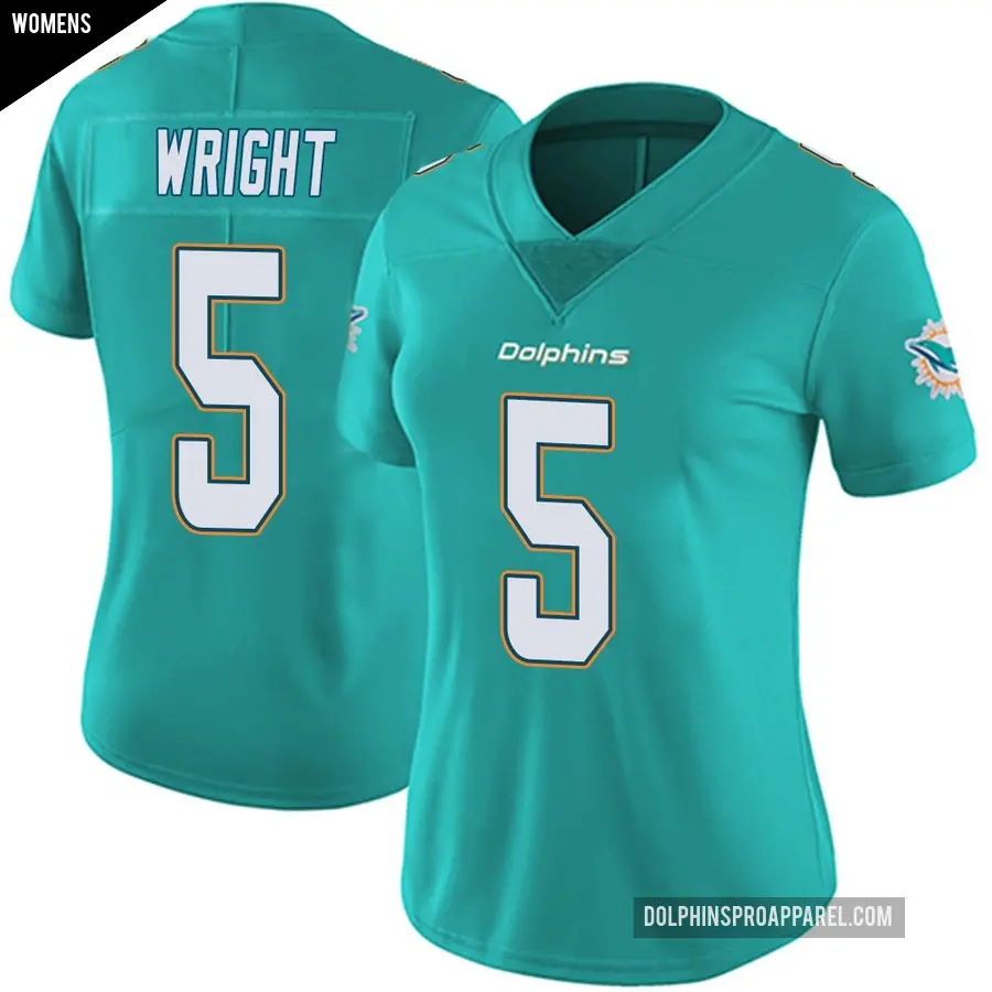 Women's Miami Dolphins ＃5 Jaylen Wright Aqua Limited Team Color Vapor Untouchable Jersey