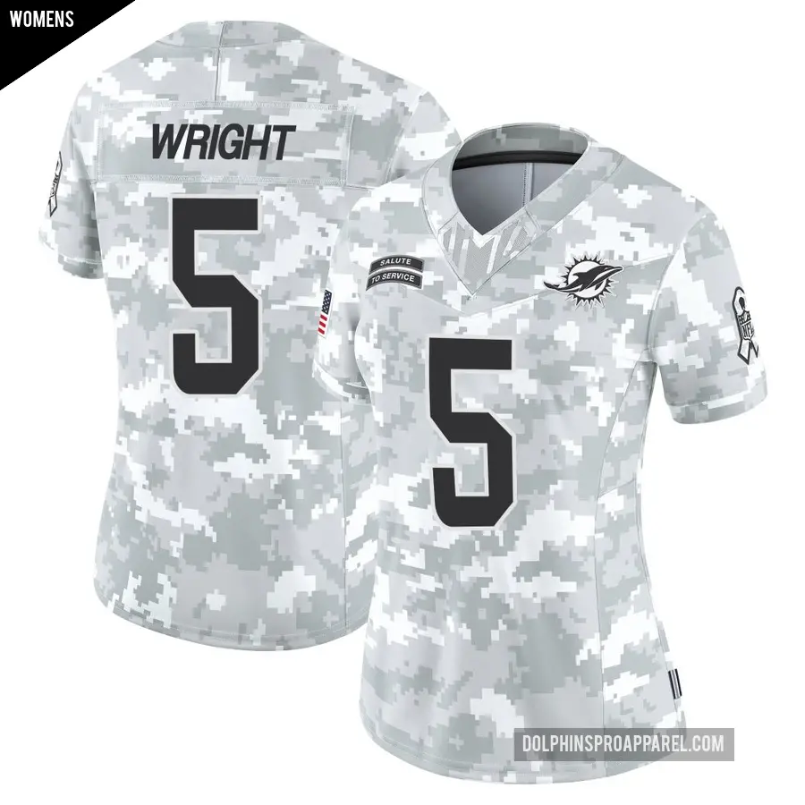 Women's Miami Dolphins ＃5 Jaylen Wright Arctic Camo Limited 2024 Salute to Service Jersey