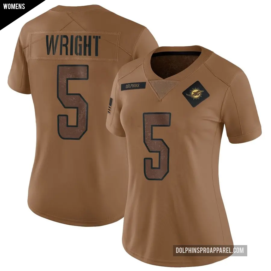Women's Miami Dolphins ＃5 Jaylen Wright Brown Limited 2023 Salute To Service Jersey