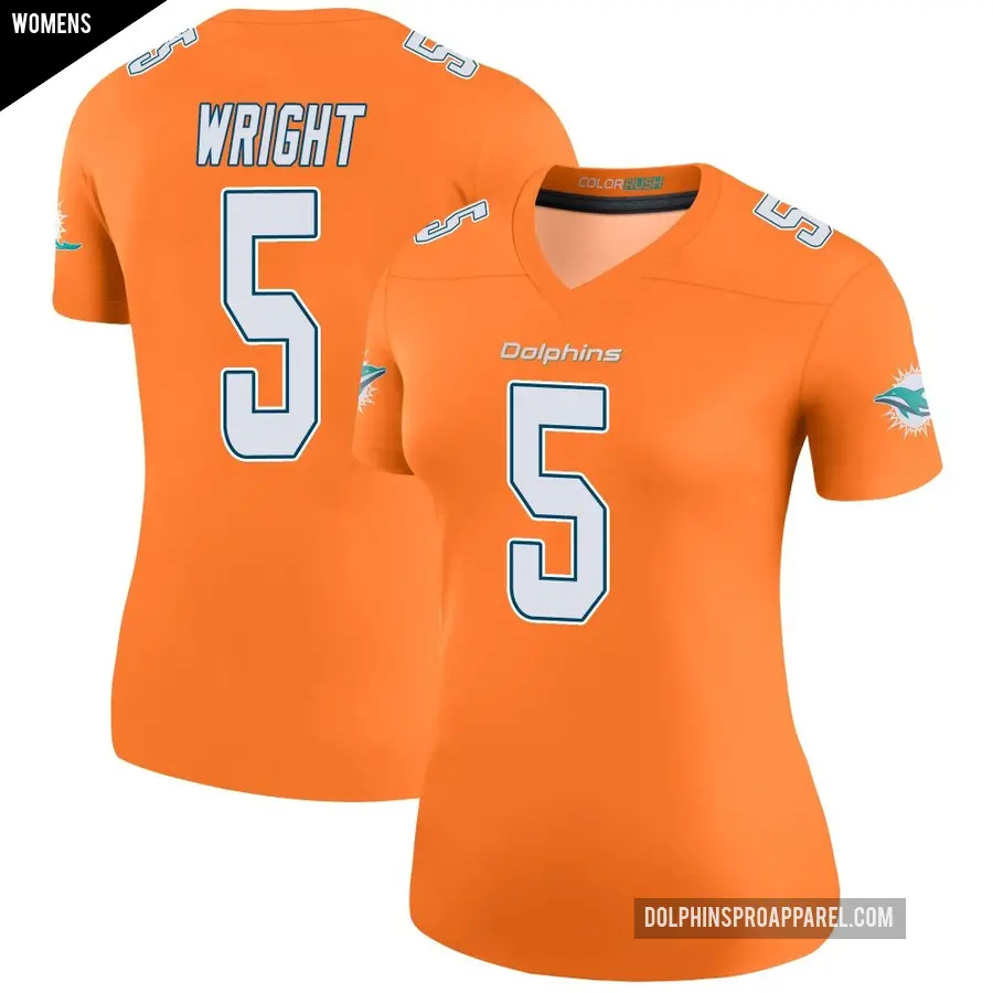 Women's Miami Dolphins ＃5 Jaylen Wright Orange Legend Color Rush Jersey