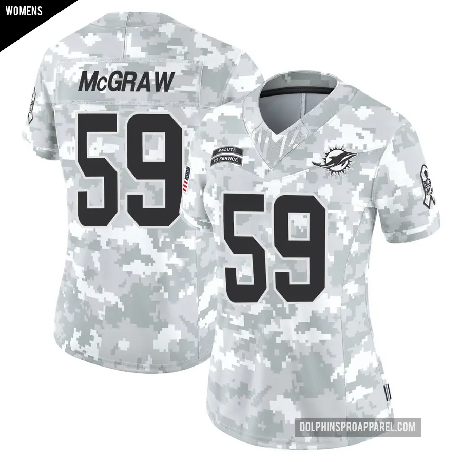 Women's Miami Dolphins ＃59 Rodney McGraw Arctic Camo Limited 2024 Salute to Service Jersey