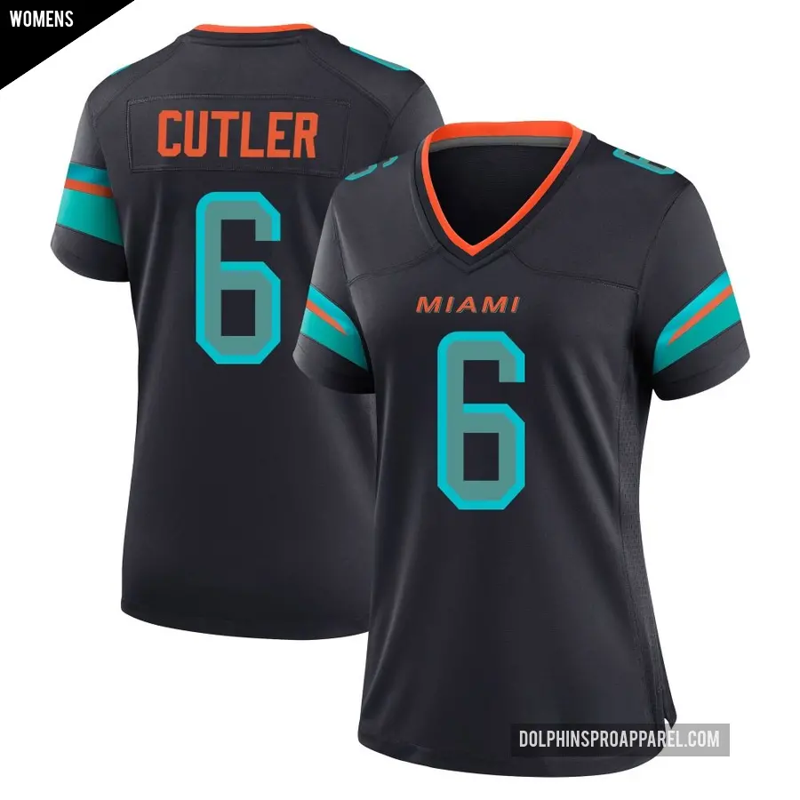 Women's Miami Dolphins ＃6 Jay Cutler Blue Game Pitch 2025 Rivalries Collection Jersey
