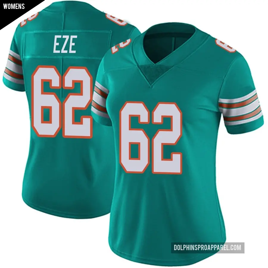 Women's Miami Dolphins ＃62 Obinna Eze Aqua Limited Alternate Vapor Untouchable Jersey