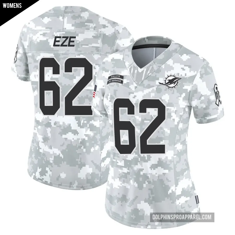 Women's Miami Dolphins ＃62 Obinna Eze Arctic Camo Limited 2024 Salute to Service Jersey