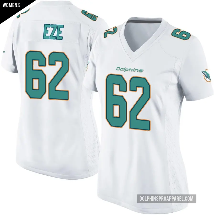 Women's Miami Dolphins ＃62 Obinna Eze White Game Jersey