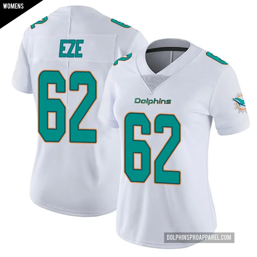 Women's Miami Dolphins ＃62 Obinna Eze White limited Vapor Untouchable Jersey