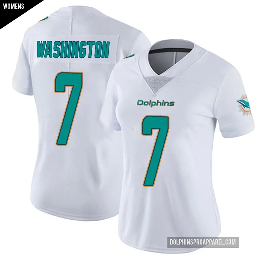 Women's Miami Dolphins ＃7 Tahj Washington White limited Vapor Untouchable Jersey
