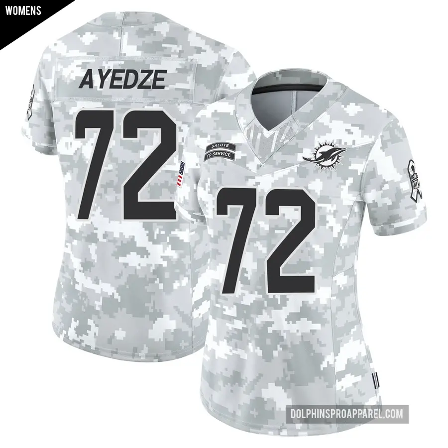 Women's Miami Dolphins ＃72 Gottlieb Ayedze Arctic Camo Limited 2024 Salute to Service Jersey