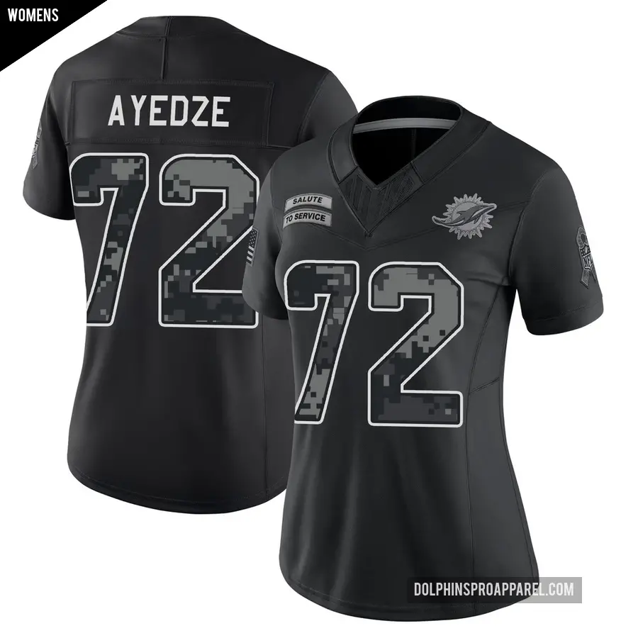 Women's Miami Dolphins ＃72 Gottlieb Ayedze Black Limited 2026 Salute to Service Stitched Jersey