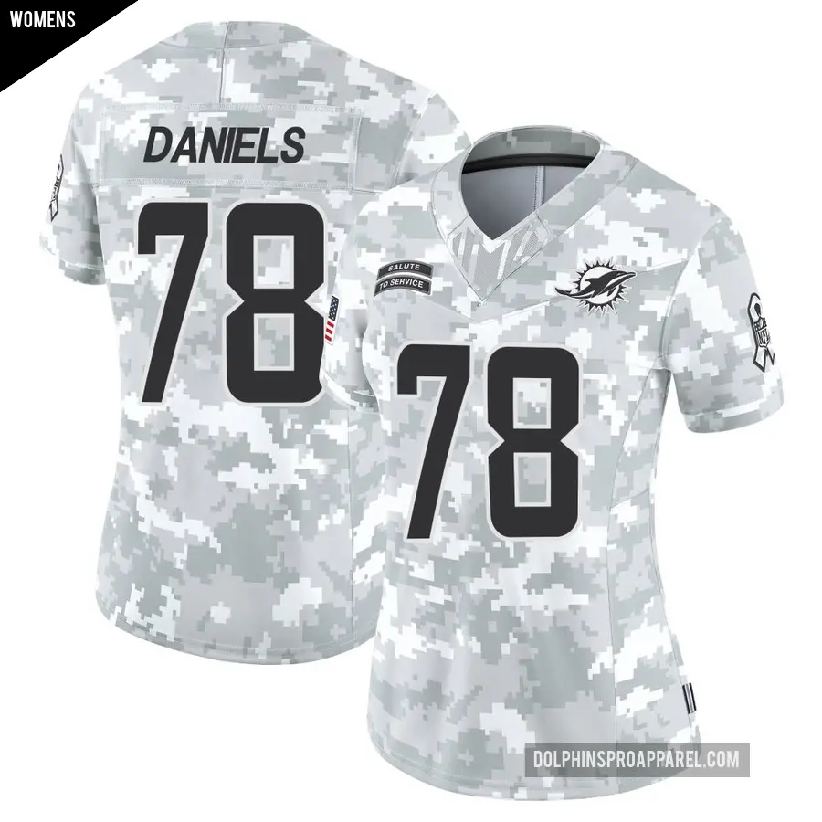 Women's Miami Dolphins ＃78 James Daniels Arctic Camo Limited 2024 Salute to Service Jersey