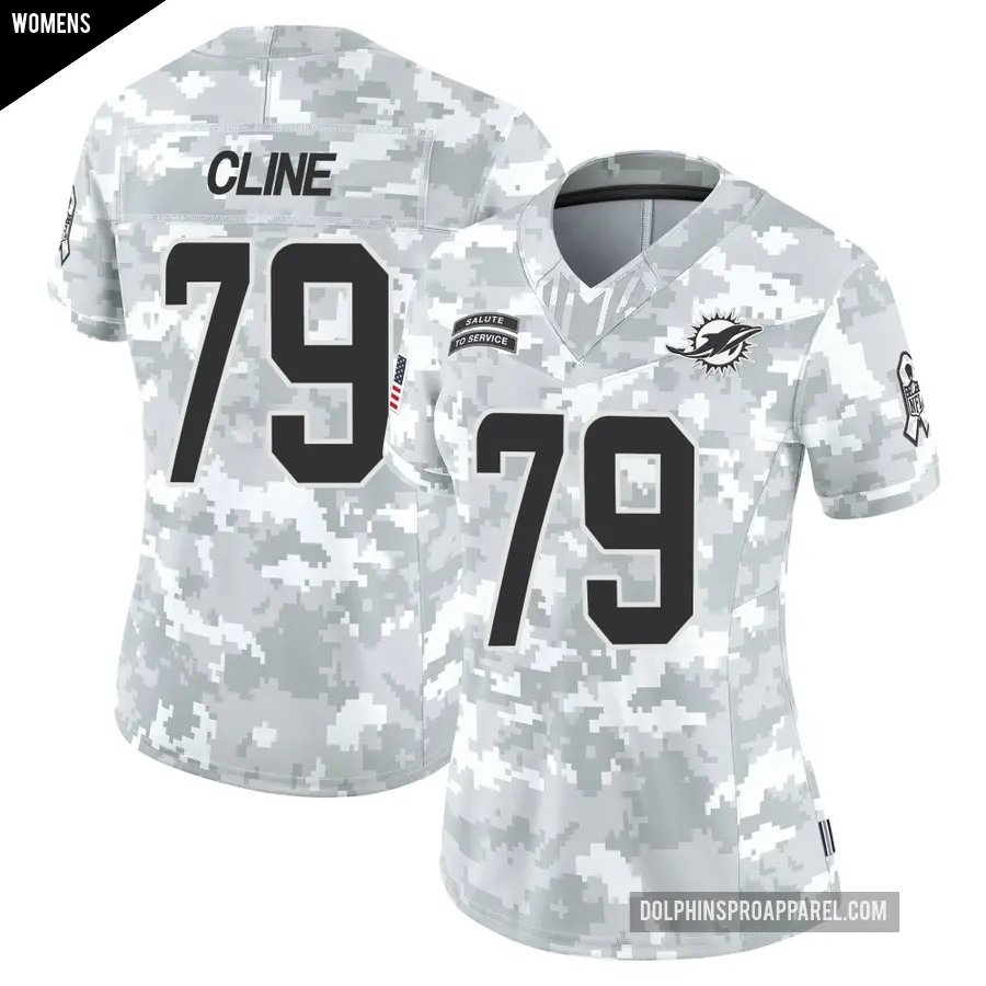 Women's Miami Dolphins ＃79 Kevin Cline Arctic Camo Limited 2024 Salute to Service Jersey