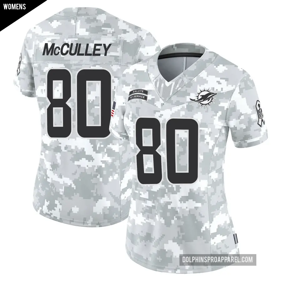 Women's Miami Dolphins ＃80 Donaven McCulley Arctic Camo Limited 2024 Salute to Service Jersey