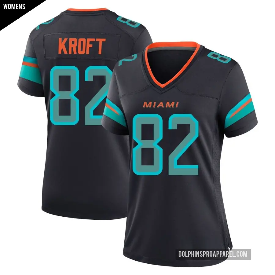 Women's Miami Dolphins ＃82 Tyler Kroft Blue Game Pitch 2025 Rivalries Collection Jersey