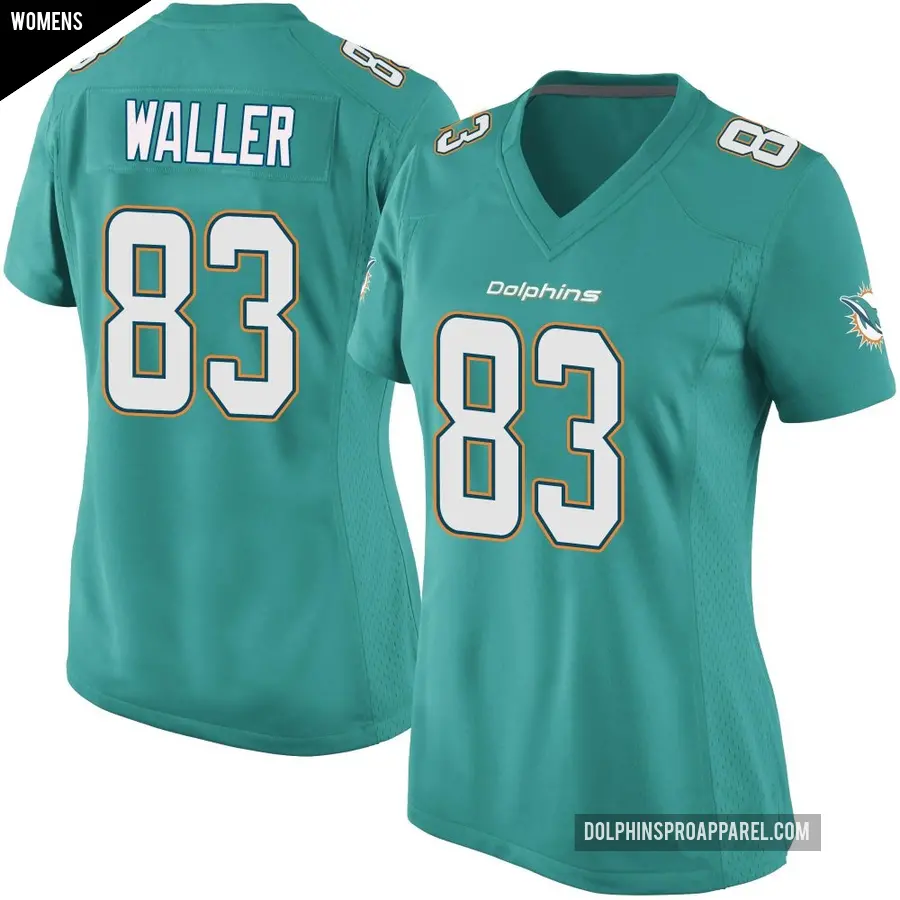 Women's Miami Dolphins ＃83 Darren Waller Aqua Game Team Color Jersey