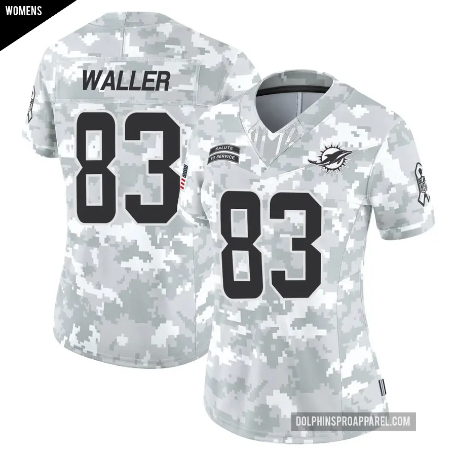 Women's Miami Dolphins ＃83 Darren Waller Arctic Camo Limited 2024 Salute to Service Jersey