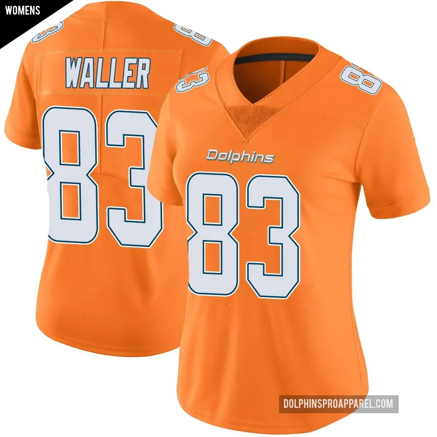 Women's Miami Dolphins ＃83 Darren Waller Orange Limited Color Rush Jersey