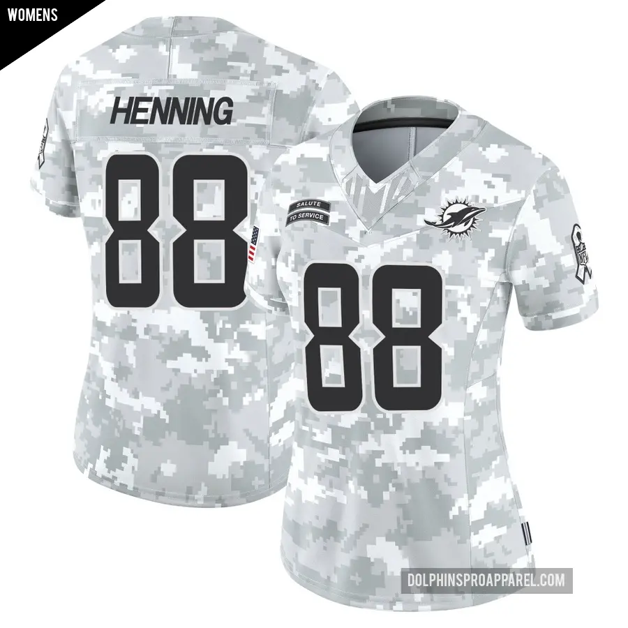Women's Miami Dolphins ＃88 A.J. Henning Arctic Camo Limited 2024 Salute to Service Jersey