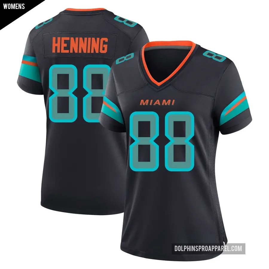 Women's Miami Dolphins ＃88 A.J. Henning Blue Game Pitch 2025 Rivalries Collection Jersey