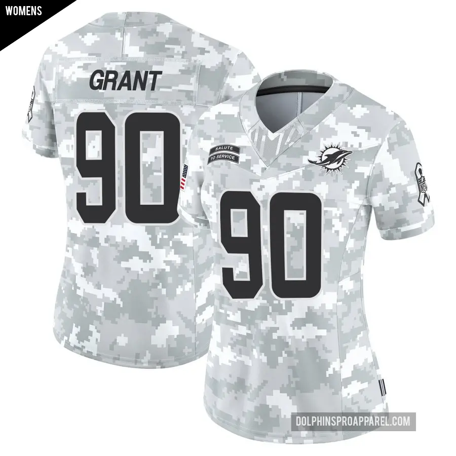 Women's Miami Dolphins ＃90 Kenneth Grant Arctic Camo Limited 2024 Salute to Service Jersey