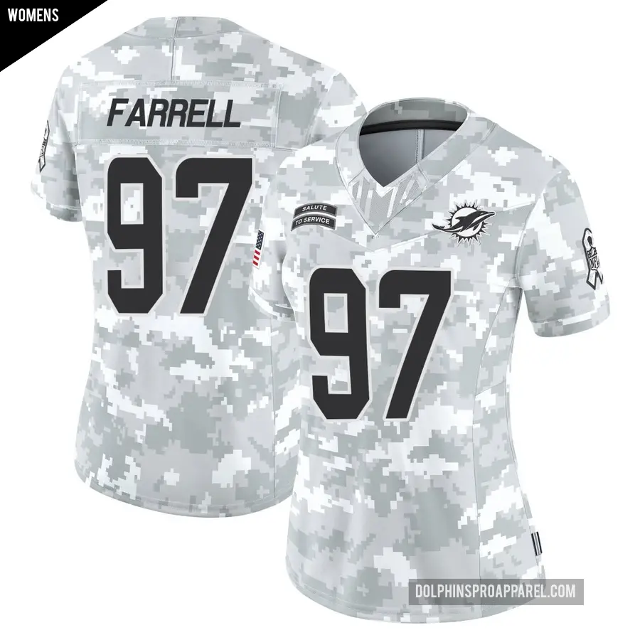 Women's Miami Dolphins ＃97 Neil Farrell Arctic Camo Limited 2024 Salute to Service Jersey