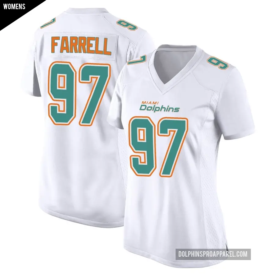 Women's Miami Dolphins ＃97 Neil Farrell White Game Fashion Jersey