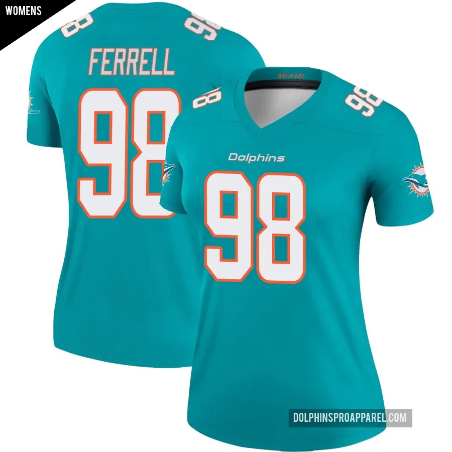 Women's Miami Dolphins ＃98 Clelin Ferrell Aqua Legend Jersey