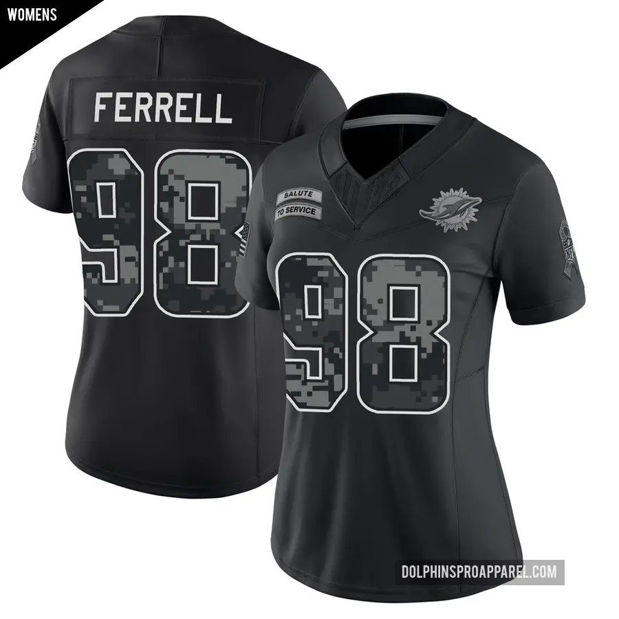 Women's Miami Dolphins ＃98 Clelin Ferrell Black Limited 2026 Salute to Service Stitched Jersey