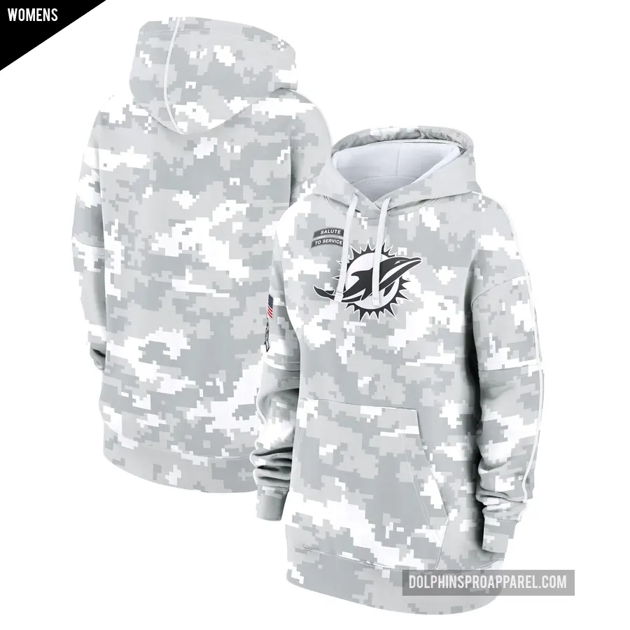 Women's Miami Dolphins Arctic Camo 2024 Salute To Service Club Fleece Pullover Hoodie