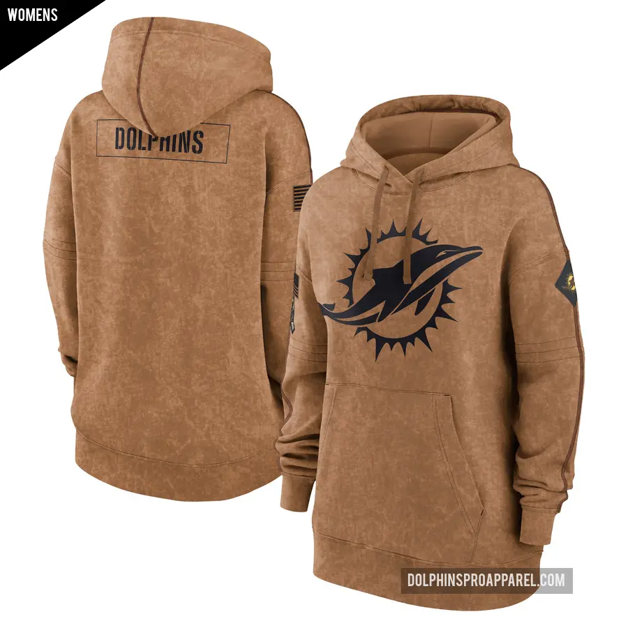 Women's Miami Dolphins Brown 2023 Salute to Service Pullover Hoodie