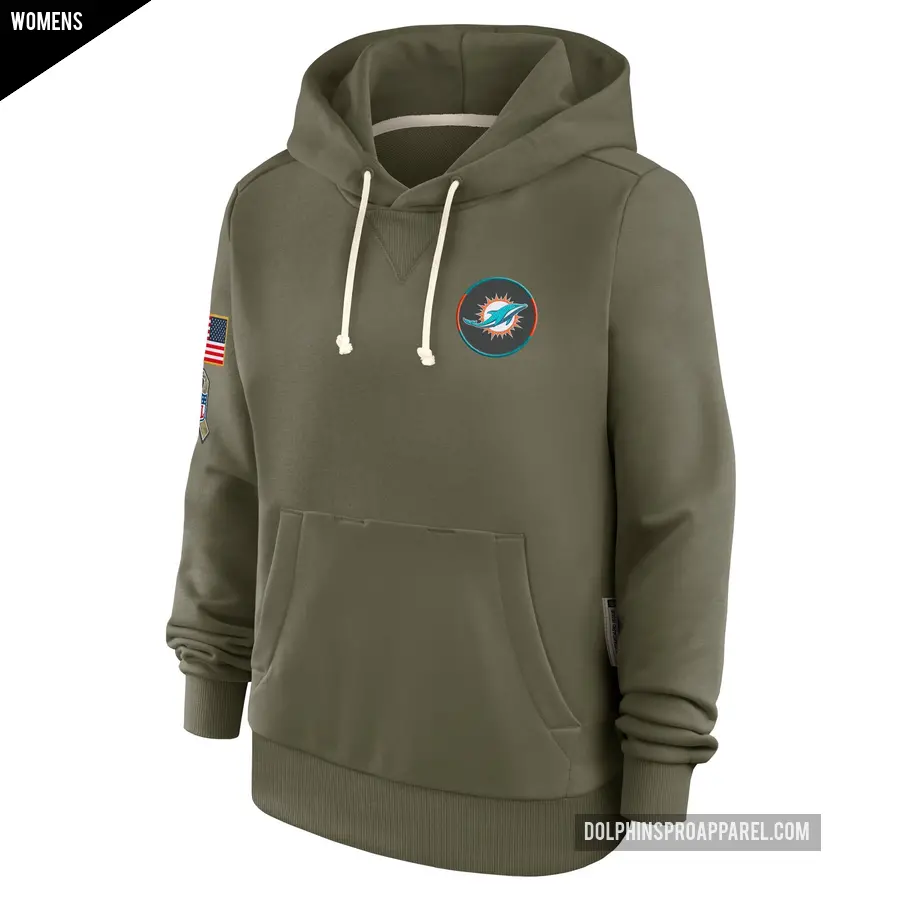 Women's Miami Dolphins Olive 2025 Salute to Service Sideline Hoodie