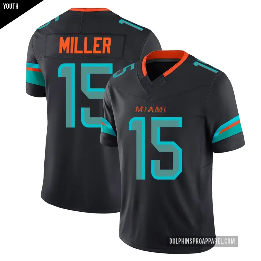 Youth Miami Dolphins ＃15 Cam Miller Blue Limited Pitch 2025 Rivalries Collection Jersey