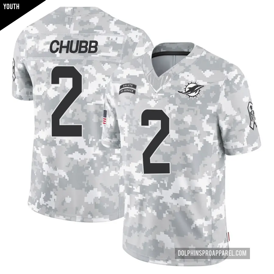 Youth Miami Dolphins ＃2 Bradley Chubb Arctic Camo Limited 2024 Salute to Service Jersey