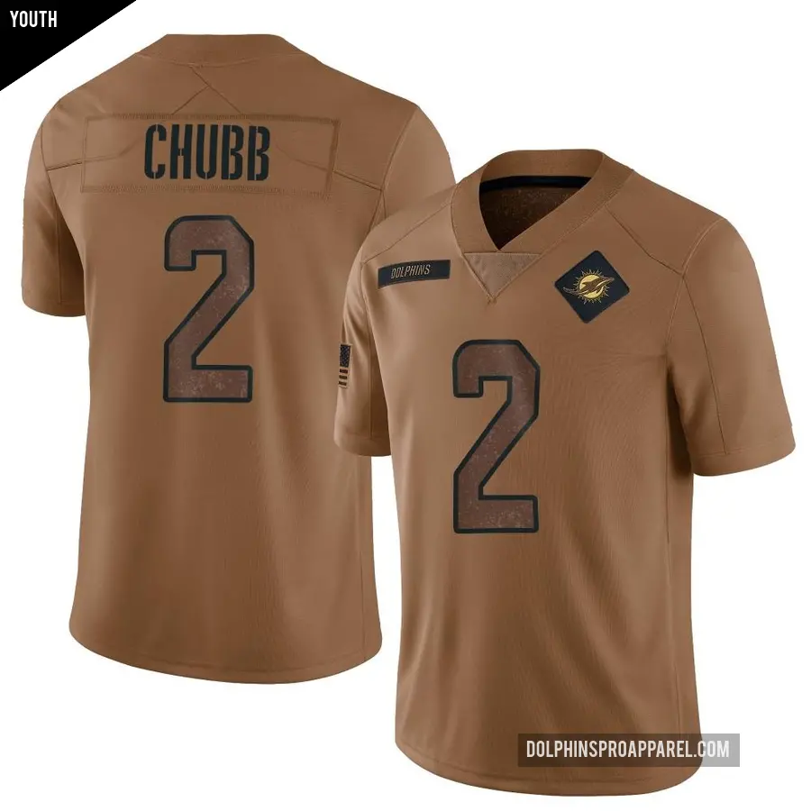 Youth Miami Dolphins ＃2 Bradley Chubb Brown Limited 2023 Salute To Service Jersey