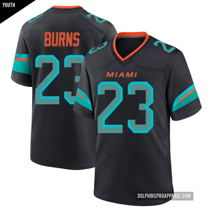 Youth Miami Dolphins ＃23 Artie Burns Blue Game Pitch 2025 Rivalries Collection Jersey