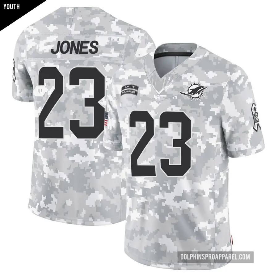 Youth Miami Dolphins ＃23 Jack Jones Arctic Camo Limited 2024 Salute to Service Jersey