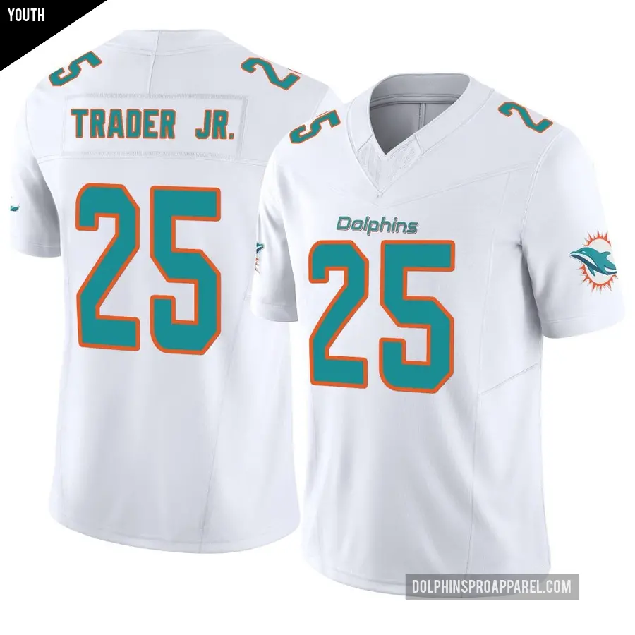 Youth Miami Dolphins ＃25 Dante Trader Jr. White Limited Vapor F.U.S.E. Jersey