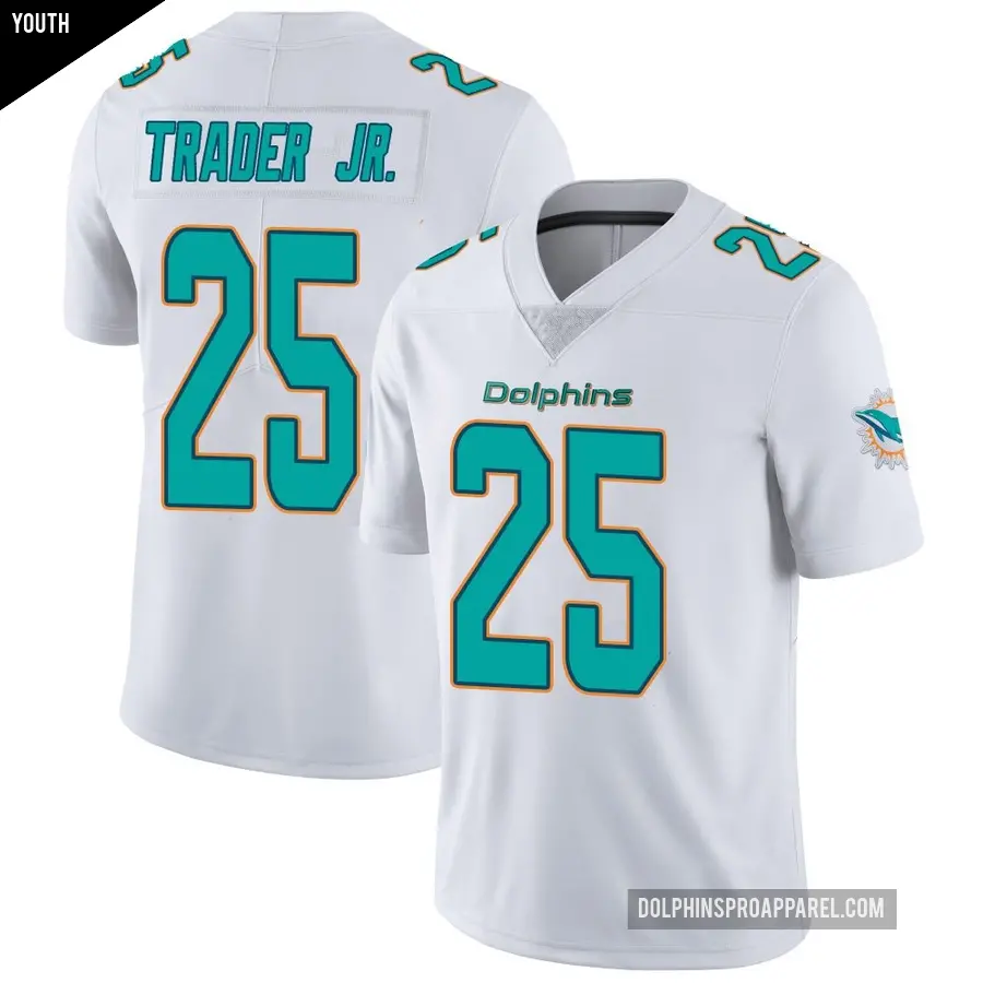 Youth Miami Dolphins ＃25 Dante Trader Jr. White limited Vapor Untouchable Jersey