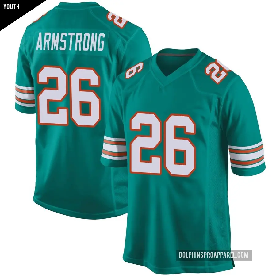Youth Miami Dolphins ＃26 Cornell Armstrong Aqua Game Alternate Jersey