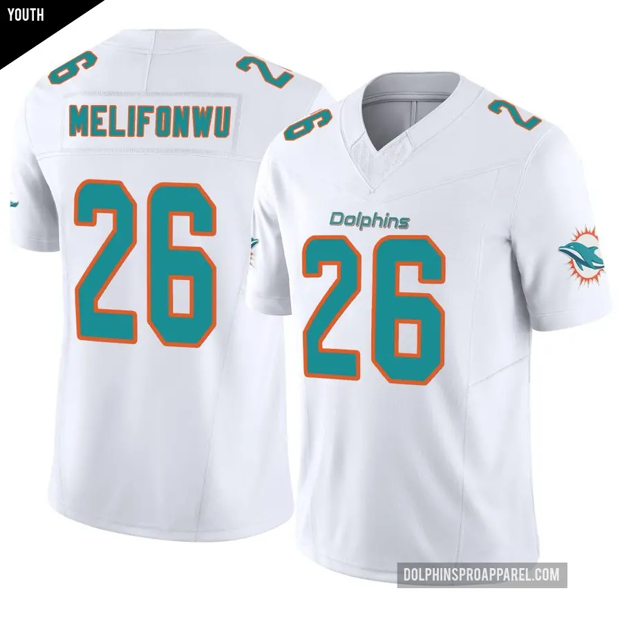 Youth Miami Dolphins ＃26 Ifeatu Melifonwu White Limited Vapor F.U.S.E. Jersey